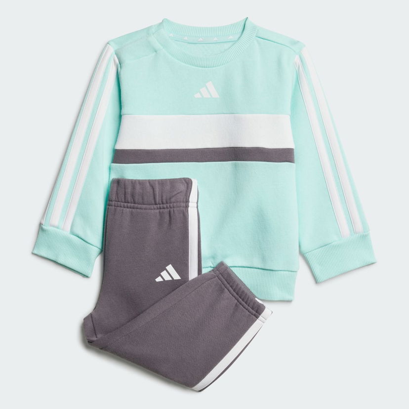 Trenirka adidas Performance Seasonal Essentials Tiberio 3-Stripes Fleece Crew Set Turkizna | JC7515