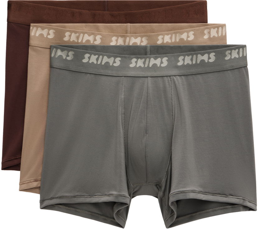 Boksarice SKIMS Three-Pack Stretch Boxer Briefs Rjava | BO-BBR-5628M