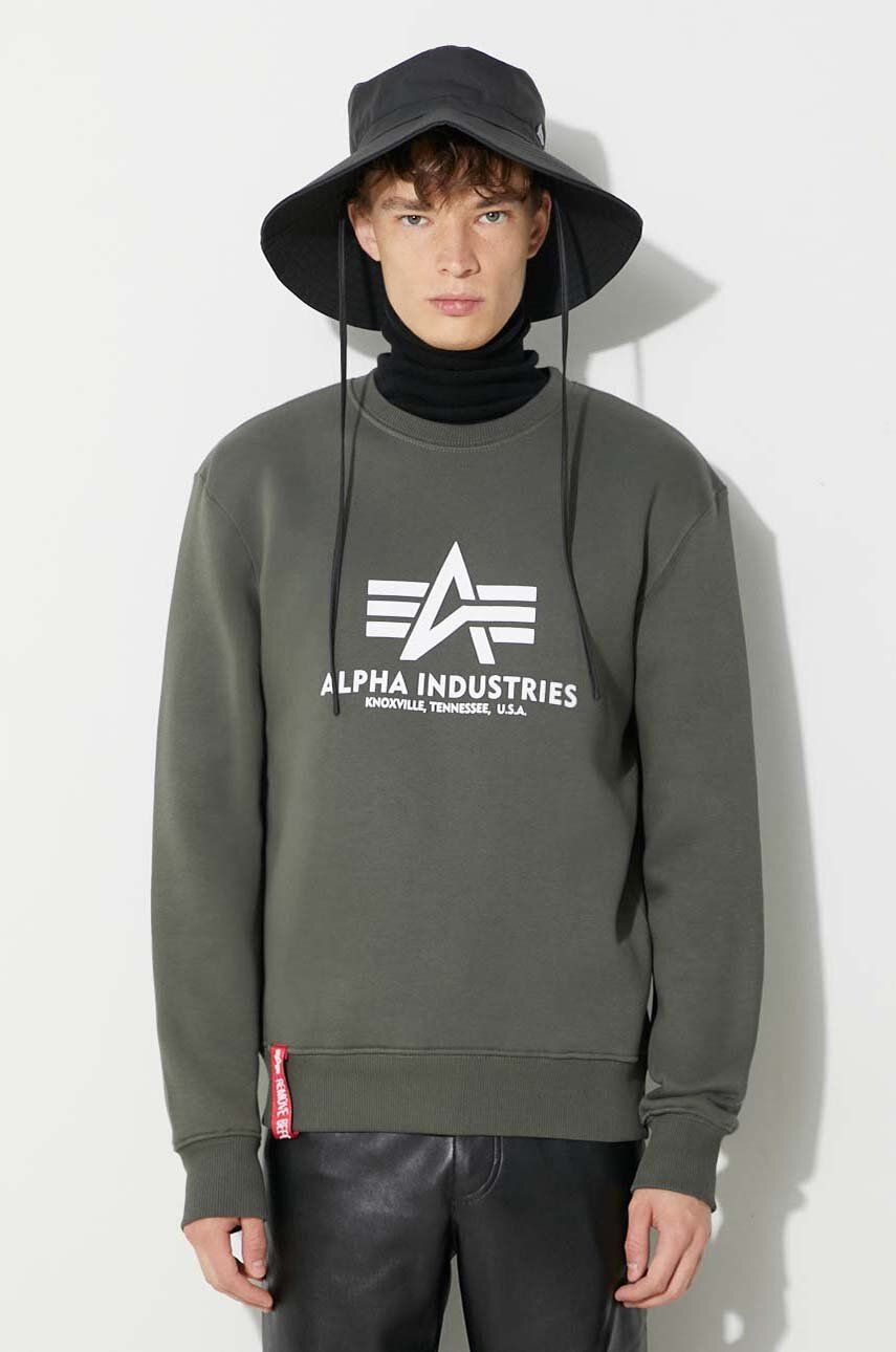 Pleteni pulover Alpha Industries Sweater With Print Zelena | 178302.142, 0
