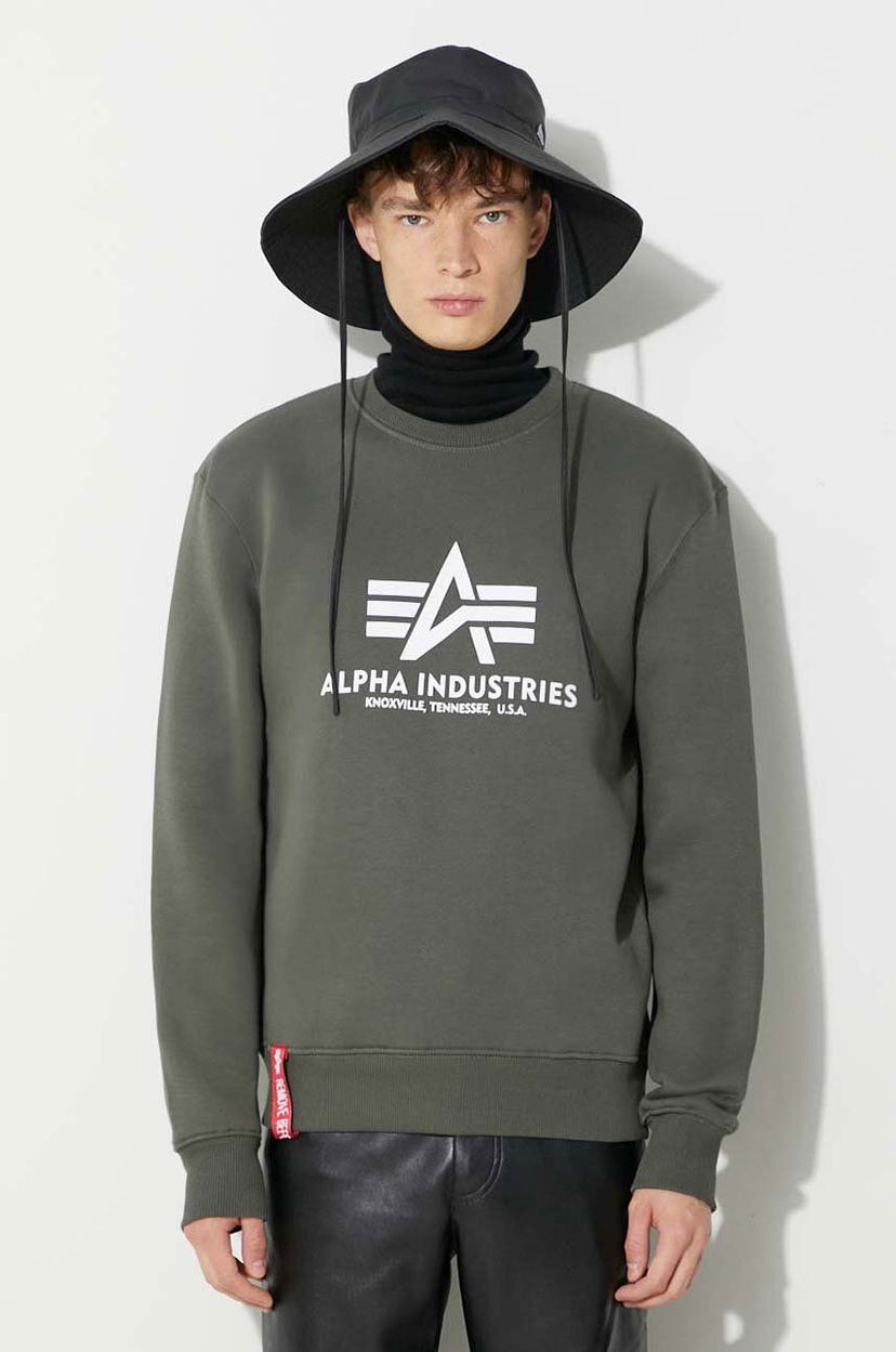 Pleteni pulover Alpha Industries Sweater With Print Zelena | 178302.142