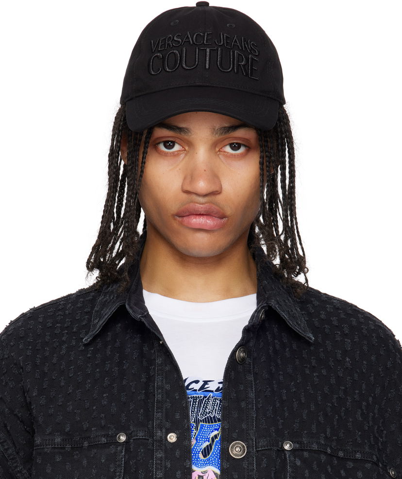 Kapa Versace Versace Jeans Couture Embroidered Logo Baseball Cap Črna | E78YAZK32_EZG365