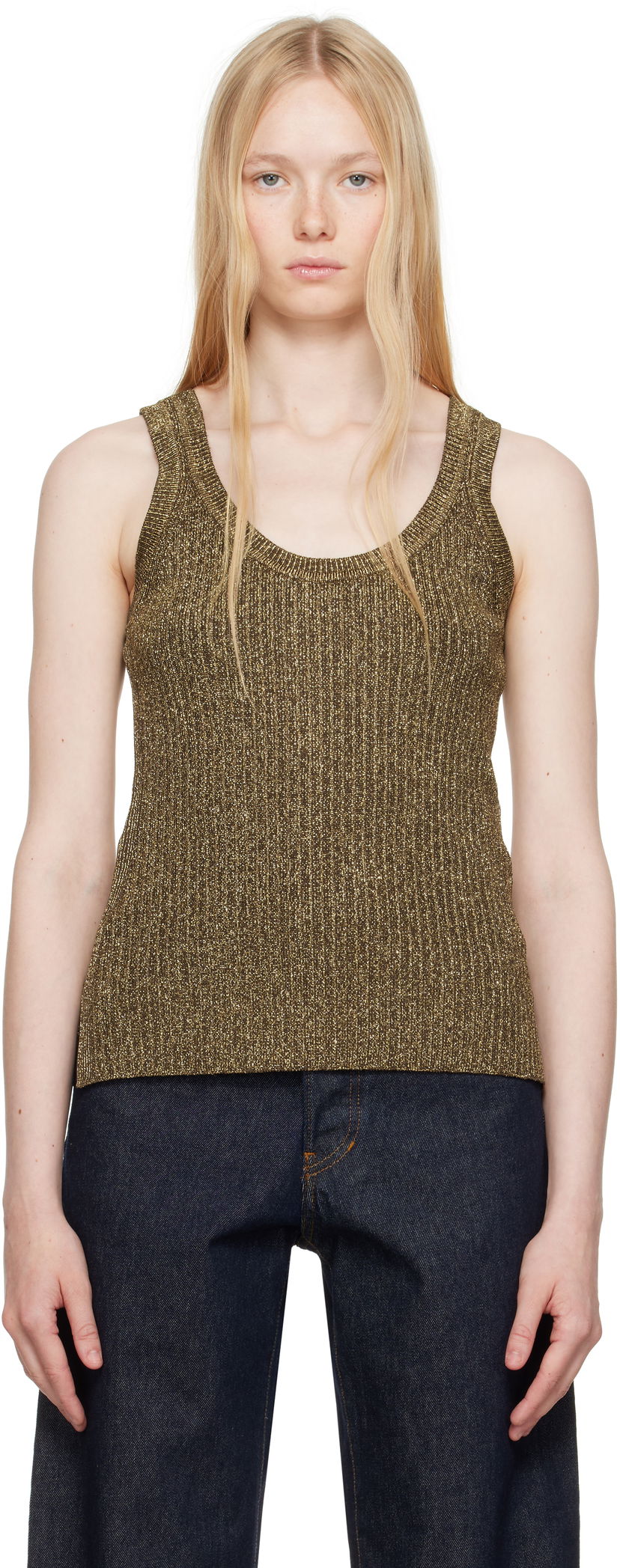 Majica brez rokavov Tom Ford Tom Ford Metallic Knit Tank Top Kovinski | TSK372-YAX876