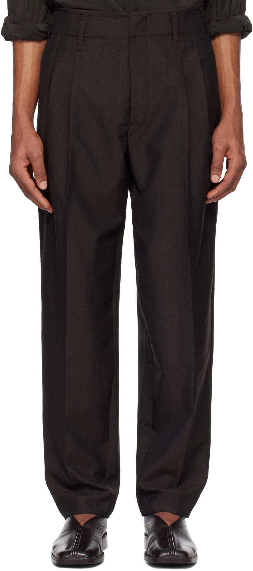 Hlače LEMAIRE Lemaire Pleated Trousers Črna | PA1169 LF414