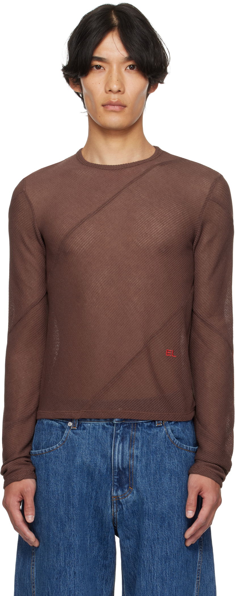 Majica Eckhaus Latta Eckhaus Latta Spiral Long Sleeve T-Shirt Rjava | 1107-EL-PF25-W