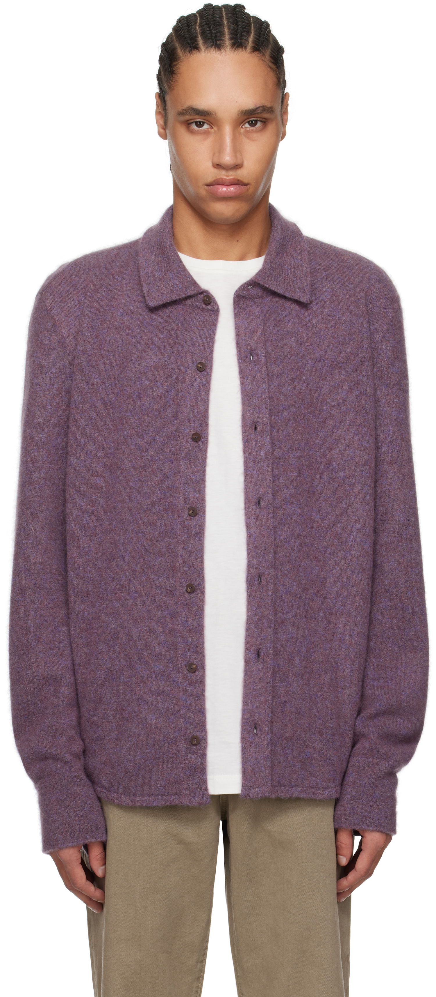 Pleteni pulover The Row The Row Lautaro Cardigan Lila | 883-Y363, 0