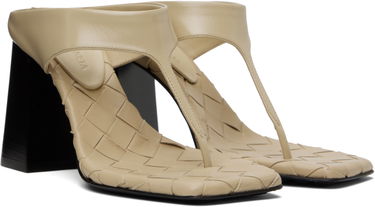 Nega čevljev Bottega Veneta Bottega Veneta Marella Thong Heeled Sandals Bež | 817500 V3H90, 3