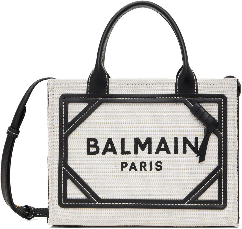 Tote bag Balmain Balmain B-Army Small Raffia Tote Bela | EN0FE900TCRB
