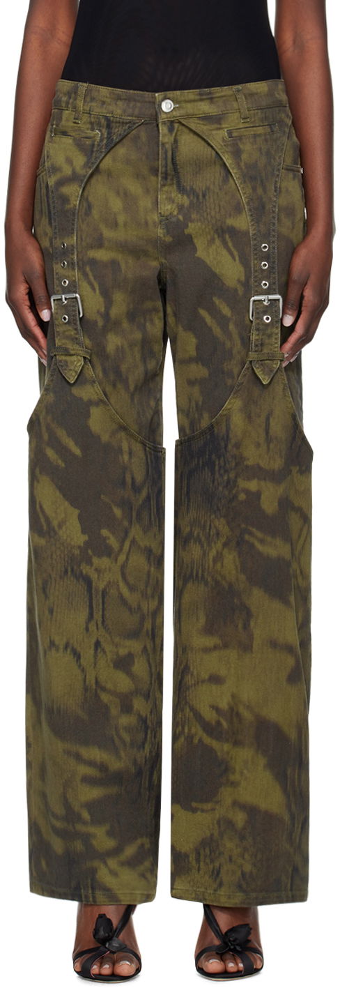 Cargo hlače Blumarine Pattern Denim Trousers Zelena | P422J133A