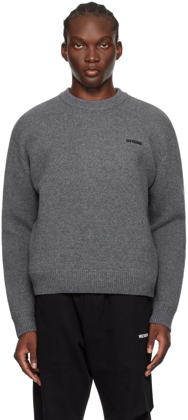 Pleteni pulover We11done We11done Embroidered Sweater Siva | WD-KT2-24-603-M-CH