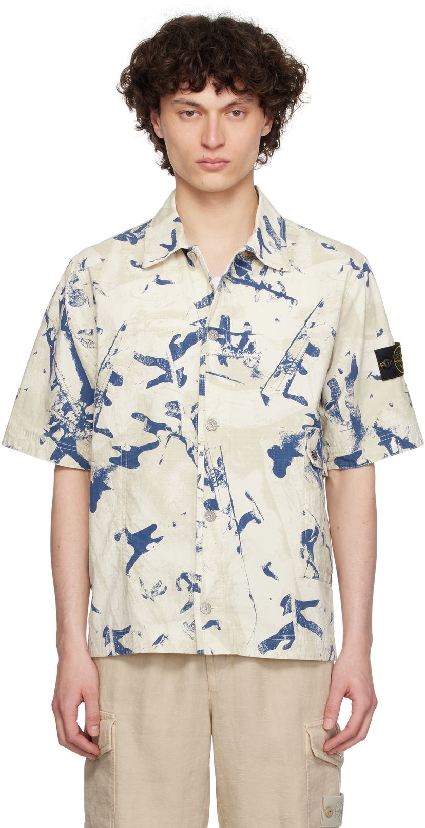 Srajce Stone Island Stone Island Scan Camo Stretch Ripstop Shirt Bež | K1S15 1100012 S00E1