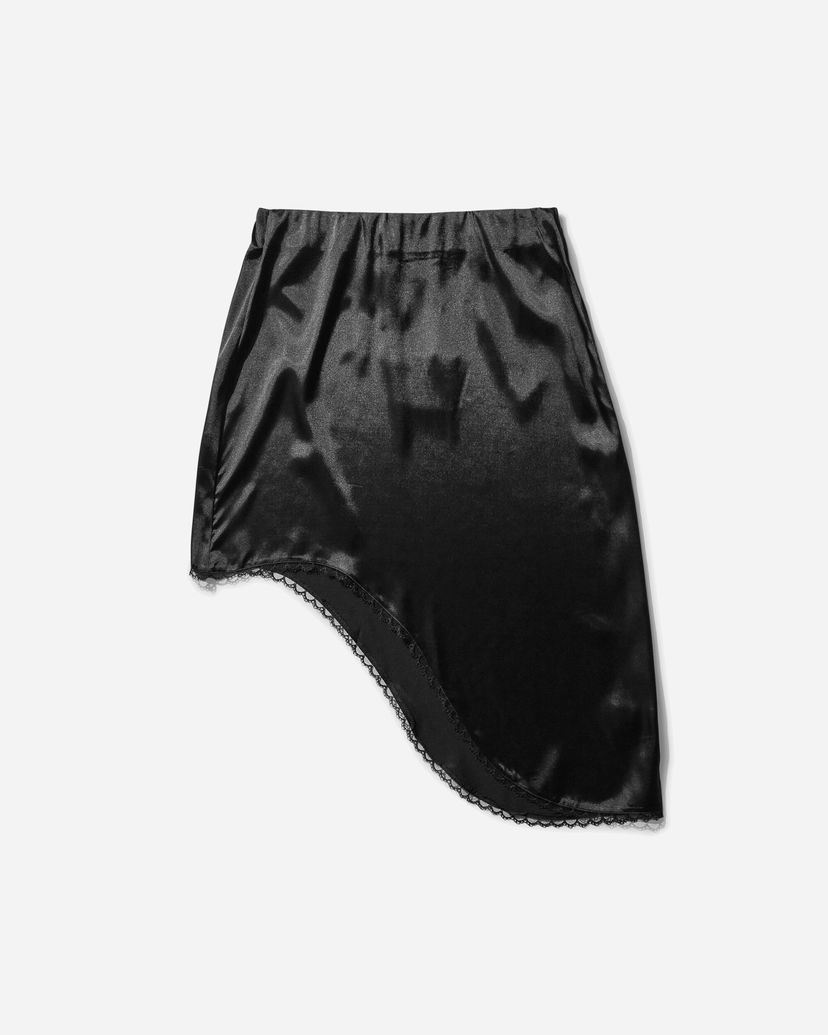 Krila OpéraSPORT Lea Asymmetrical Satin Mini Skirt with Lace Trim Črna | 59SS25 BLK