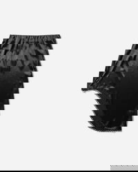 Lea Asymmetrical Satin Mini Skirt with Lace Trim