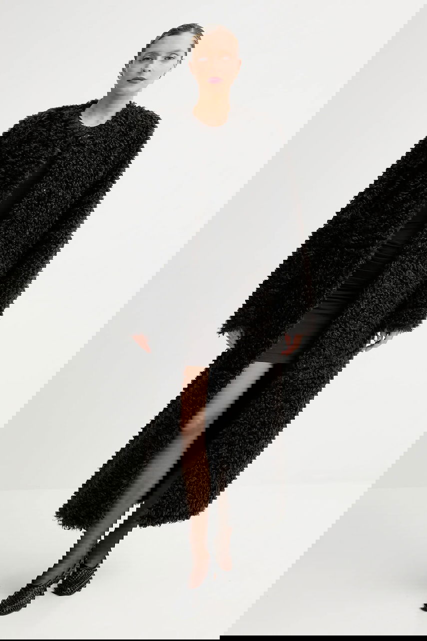 Plašči STAND STUDIO Stand Studio Renata Long Curly Coat Črna | 66551.9396, 0