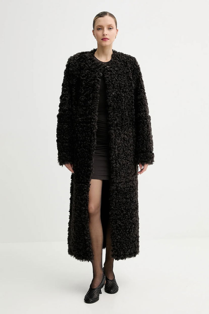 Plašči STAND STUDIO Stand Studio Renata Long Curly Coat Črna | 66551.9396