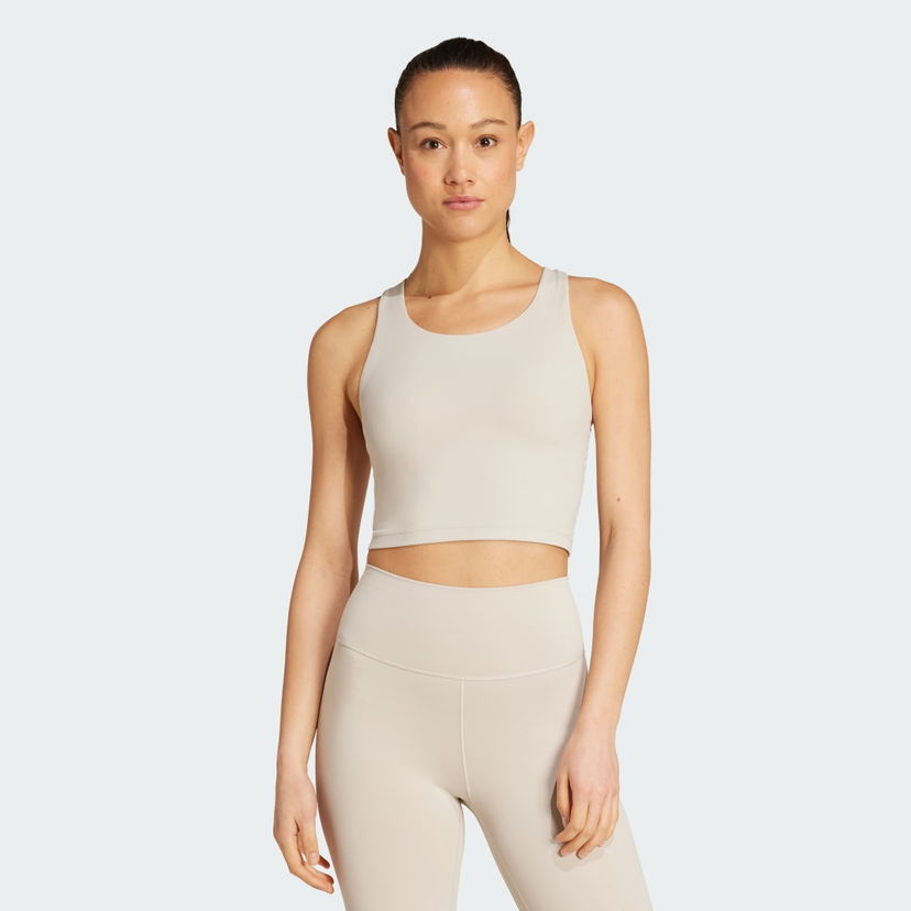 Modrček adidas Performance Adidas All Me Medium Support Tank Top Bež | JL5522