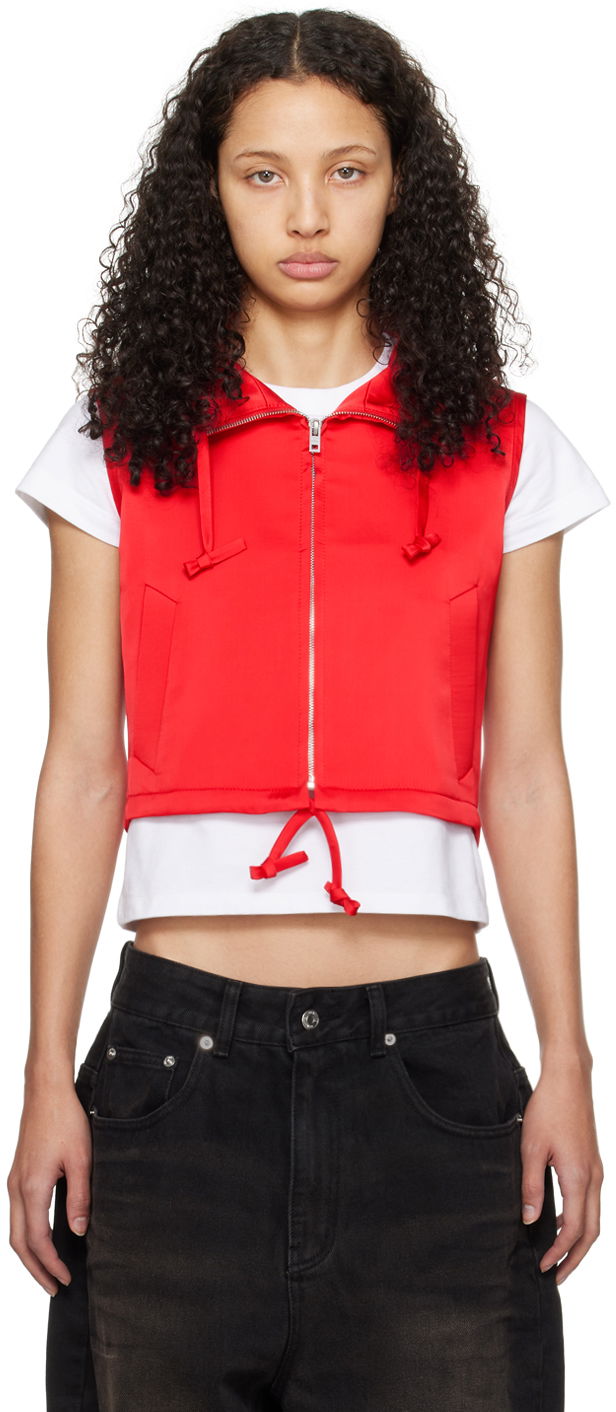 Telovnik We11done Hooded Cropped Vest Rdeča | WD-VT0-24-101-W-RD