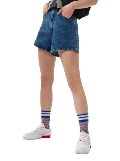 Kratke hlače Levi's High Waisted Mom Short Mornarica | A1965-0001