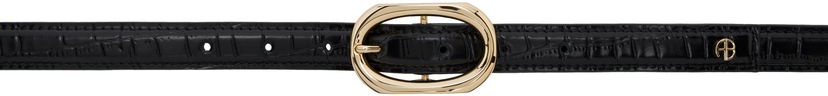 Pasovi Anine Bing Croc Embossed Leather Belt Črna | A-12-10219-BLK1