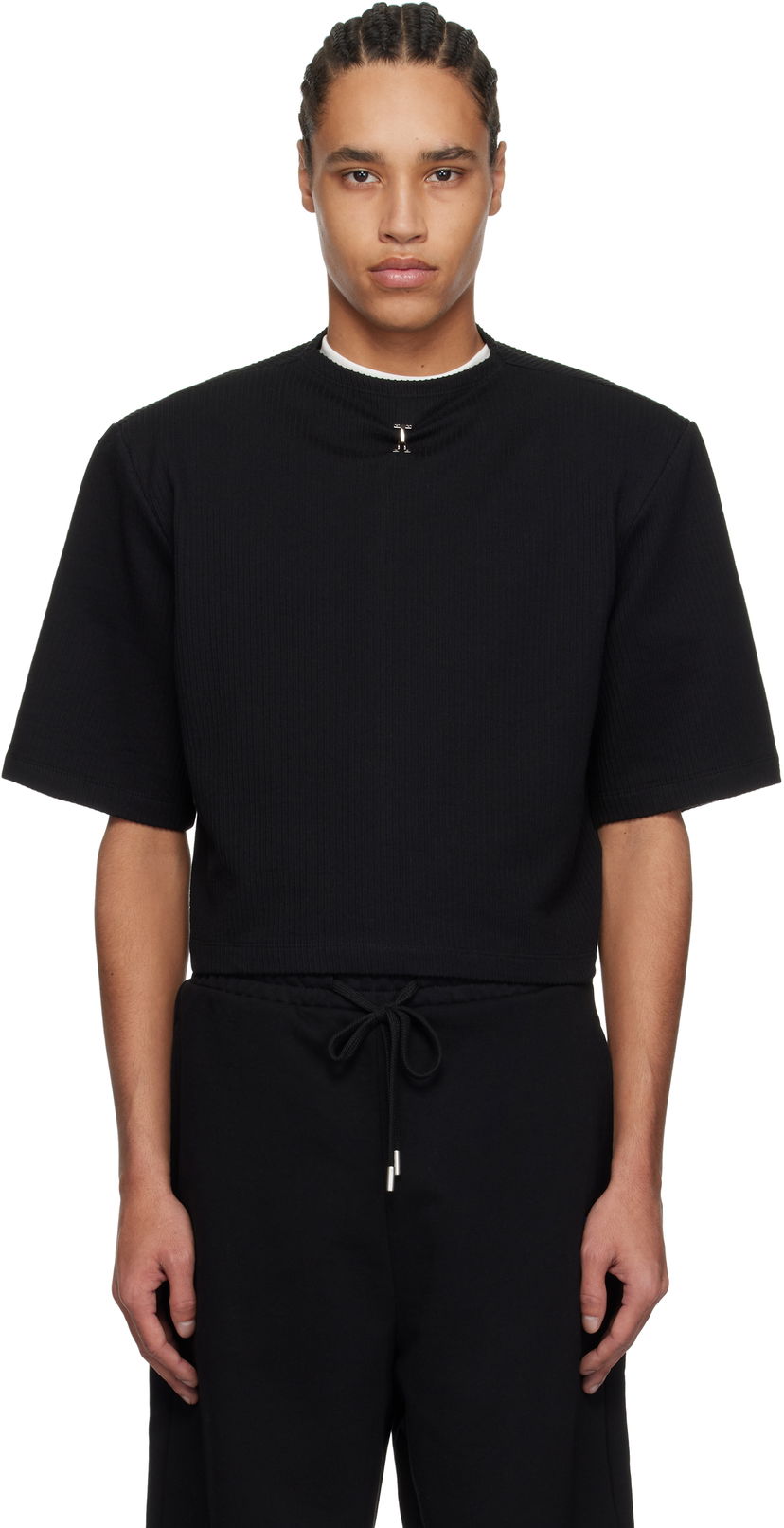 Majica ADER ERROR ADER error Product. 44 Cropped Ribbed T-Shirt Črna | BO01SSTS0301BK
