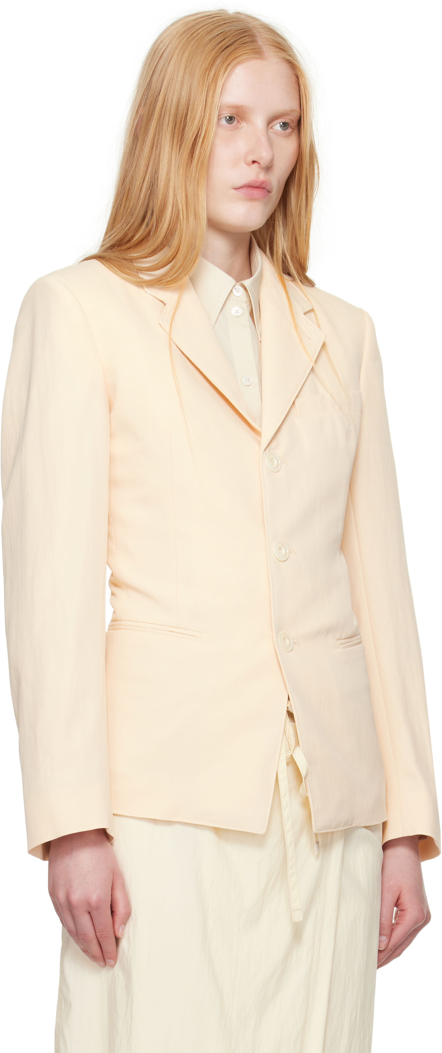 Jakna LEMAIRE Lemaire Single-Breasted Fitted Blazer Bež | JA1071 LF1362, 1