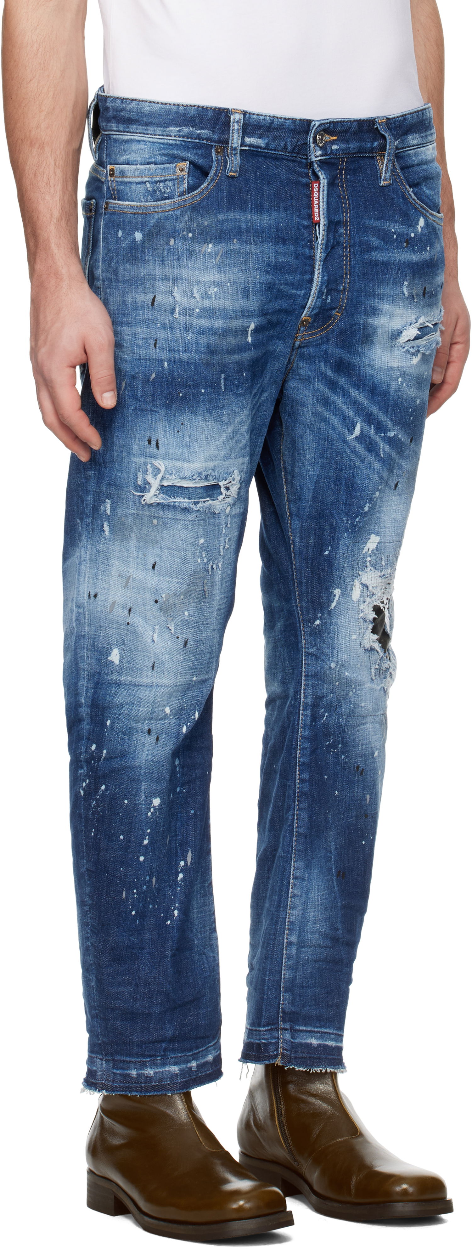 Kavbojke DSQUARED2 Dsquared2 Medium Ripped Wash Bro Jeans Modra | S74LB1634_S30872, 1