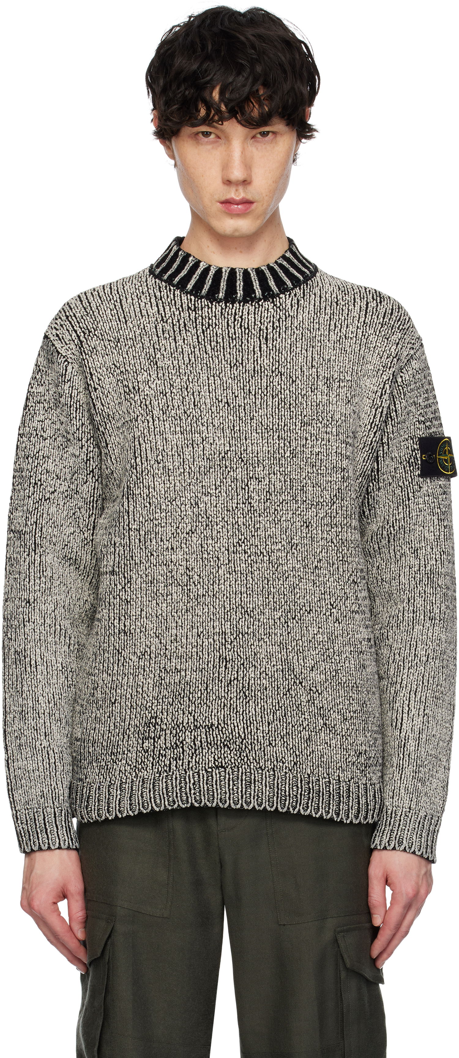 Pleteni pulover Stone Island Stone Island Crewneck Cotton Chenille Sweater Siva | K1S15 5100048 S00Z1, 0