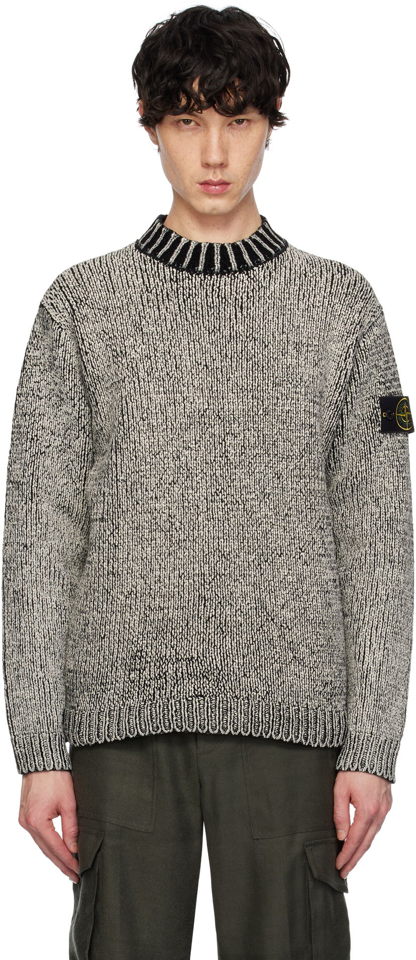 Pleteni pulover Stone Island Stone Island Crewneck Cotton Chenille Sweater Siva | K1S15 5100048 S00Z1