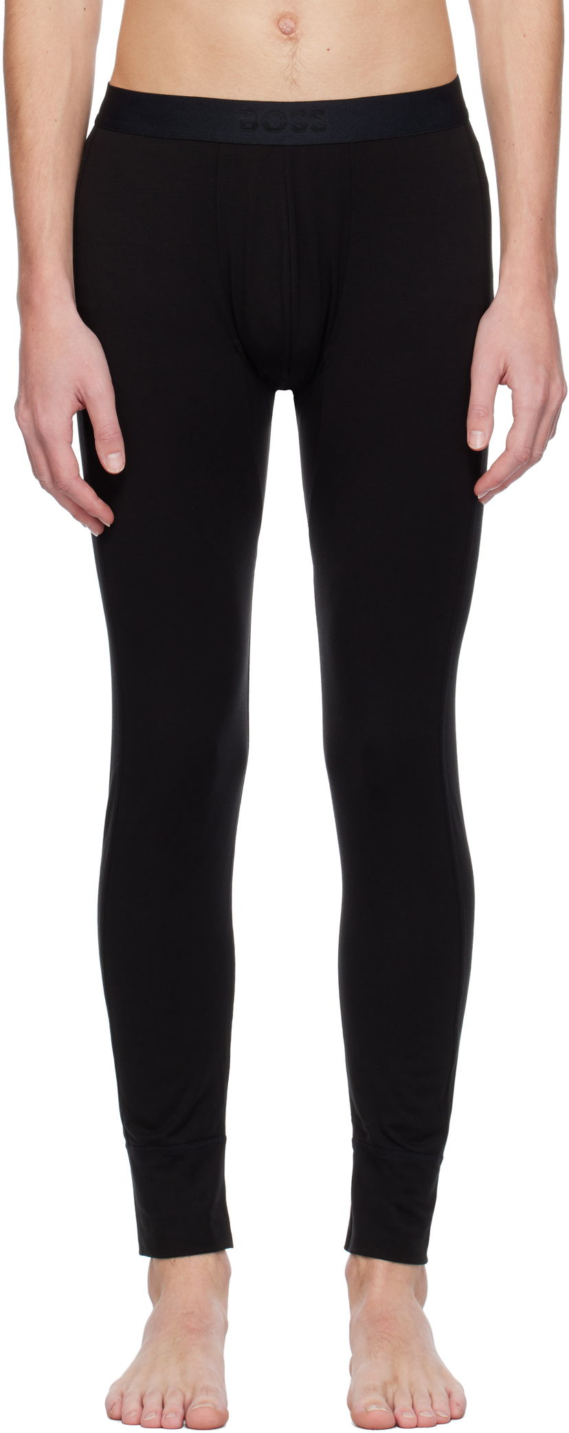 Nogavice BOSS Logo Waistband Long Underwear Črna | 50483579