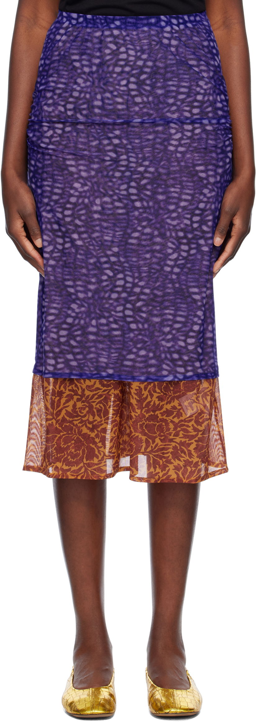 Krila Dries Van Noten Dries Van Noten Mesh Midi Skirt Lila | 251-011162-1619