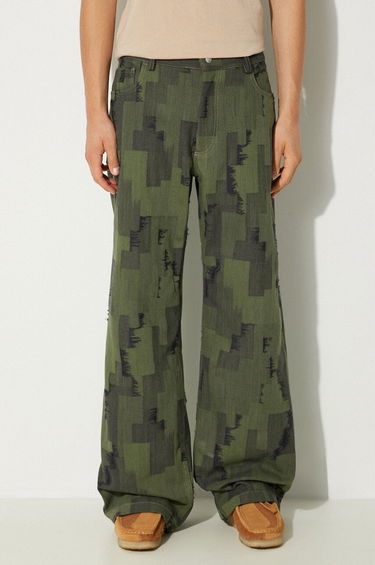 Kavbojke Marcelo Burlon Cross Wide Pants Zelena | CMCA187F24FAB0025810, 0
