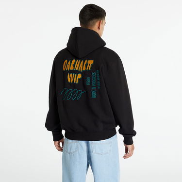 Pulover Carhartt WIP Hooded Signature Sweat Black Črna | I032164.89XX, 2