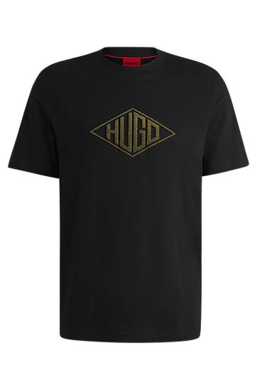 Majica BOSS HUGO T-Shirt with Geometric Logo Embroidery Črna | 50534934