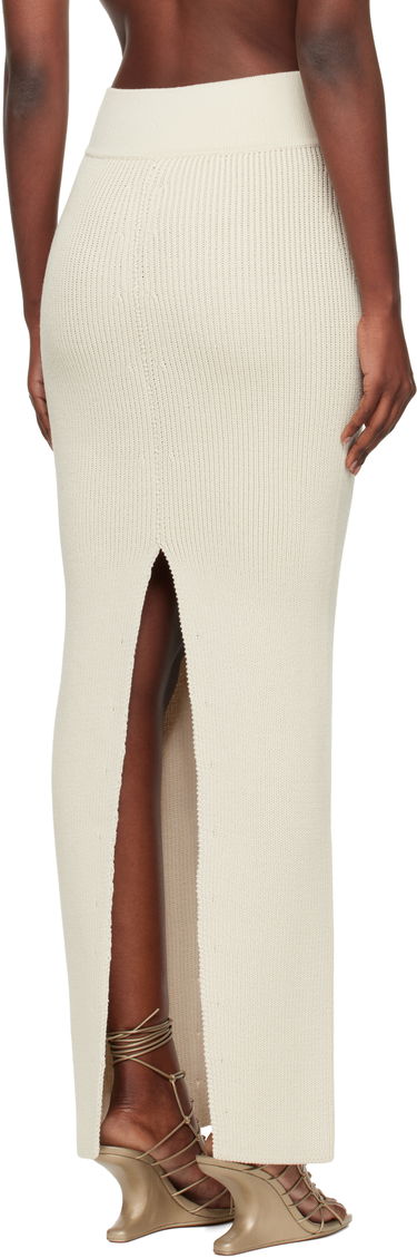 Krila Rick Owens Rick Owens Concordians Ribbed Knit Sliced Midi Skirt Bela | RO02E4671 KWVH, 2