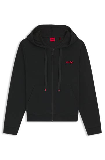 Pulover BOSS Cotton-blend zip-up hoodie with logo details Črna | 50556350
