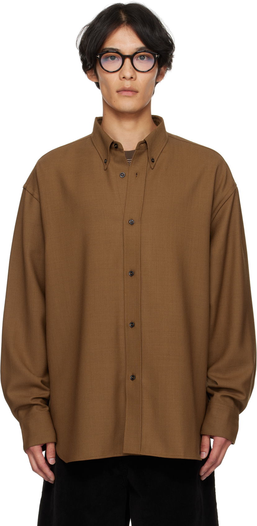 Srajce Studio Nicholson Studio Nicholson Jude Button-Down Shirt Rjava | JUDE SNM - 884