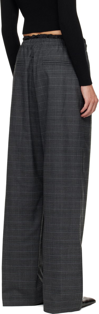 Hlače Diesel Plaid Wide-leg Drawstring Waist P-Yrite Trousers Siva | A18382 0DEBS, 2
