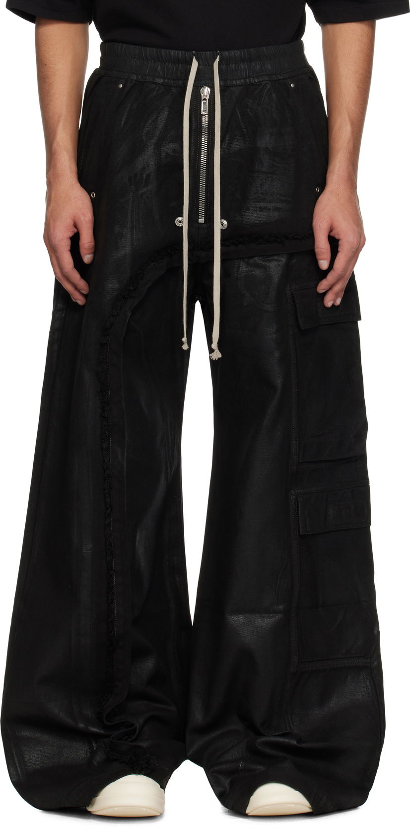 Cargo hlače Rick Owens Rick Owens DRKSHDW Hollywood Imbalanced Double Cargo Jumbo Belas Denim Cargo Pants Črna | DU01E3375 DCF
