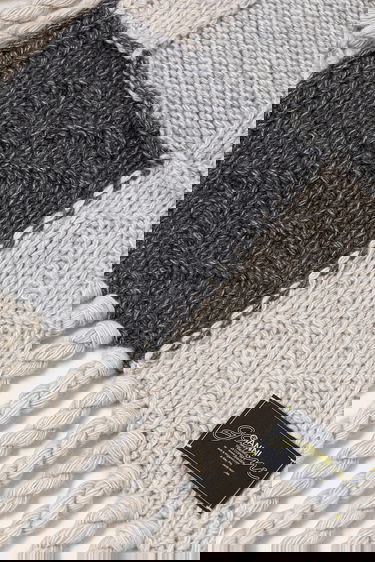 Šala GANNI Knitted Wool Cotton Bubble Patchwork Scarf Večbarvna | A6662, 2