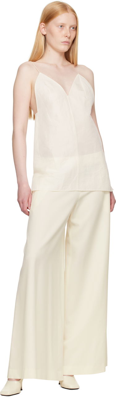 Majica brez rokavov Khaite Khaite Talsie Linen Cami Top Bela | 2396385, 3