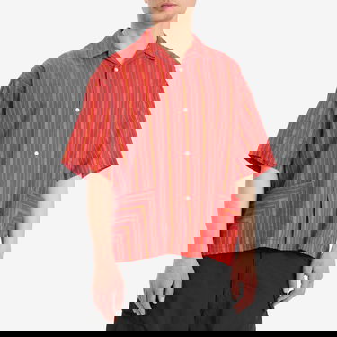 Srajce BEAMS BEAMS Stripe Open Collar Shirt, Size Large Rdeča | 1101-0564-803-35, 2