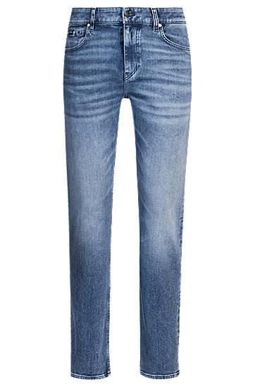 Kavbojke BOSS Delaware Slim-Fit Stretch Denim Jeans Modra | 50538533