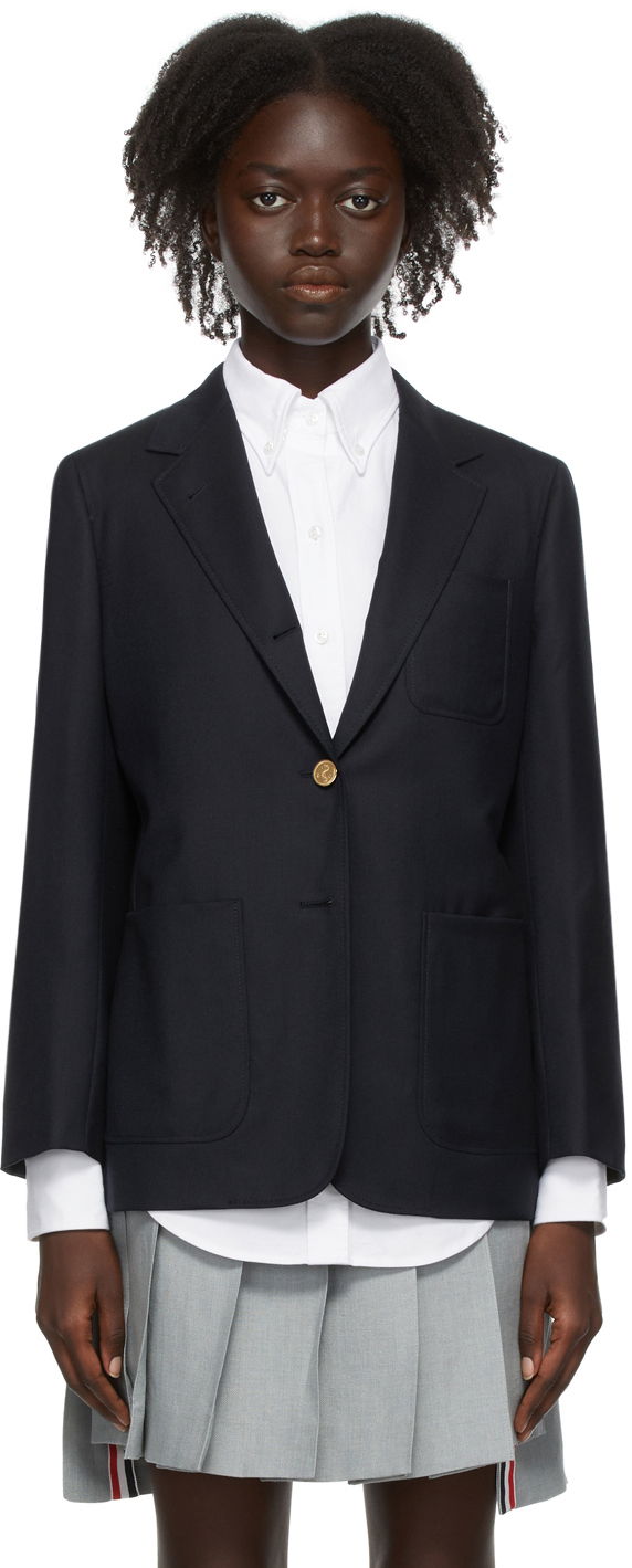 Jakna Thom Browne Thom Browne Super 120s Sack Blazer Mornarica | FBC334A-00626