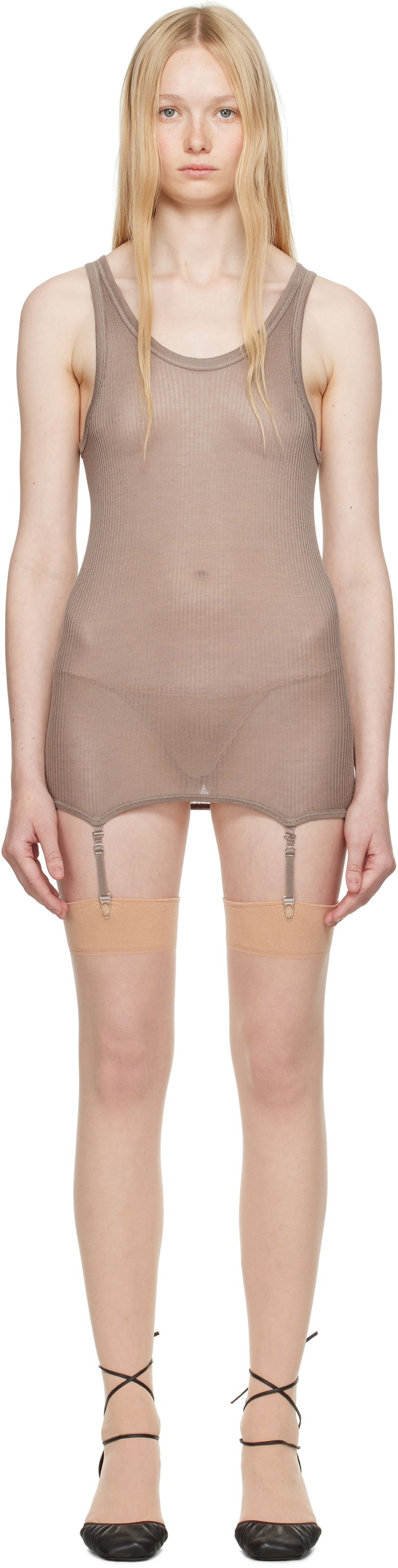 Majica brez rokavov LEMAIRE Lemaire Seamless Rib Suspenders Tank Top Rjava | TO1367 LK1017