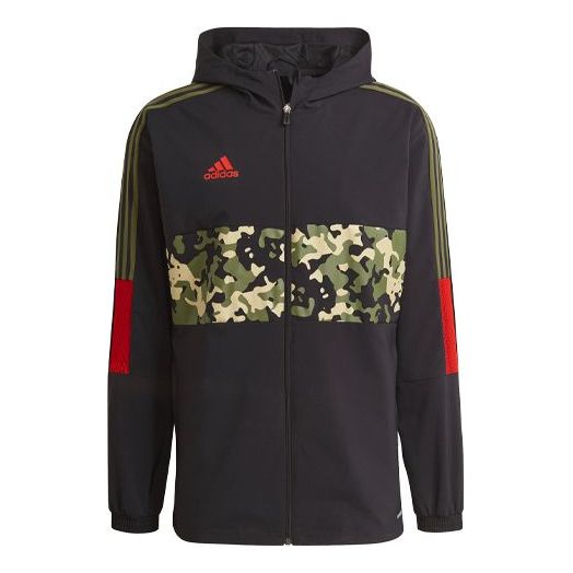 Pulover adidas Performance Tiro Camouflage Splicing Hooded Soccer Jacket Črna | GU8187