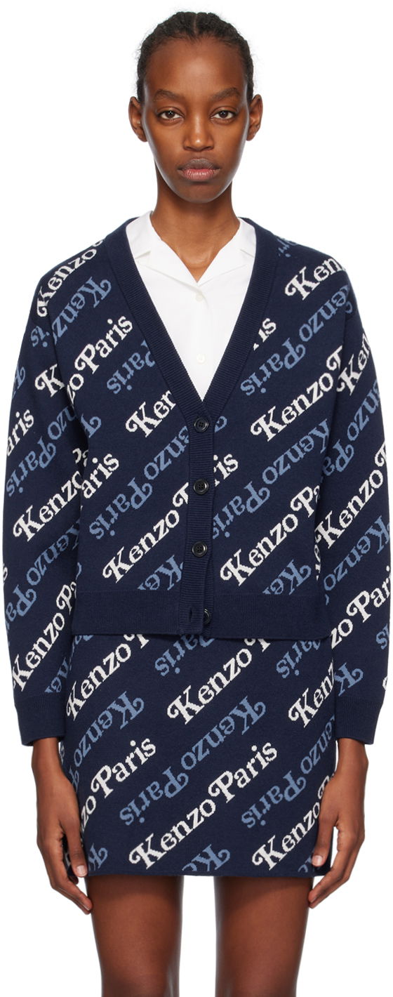 Pleteni pulover KENZO VERDY x Paris Cardigan Mornarica | FE52CA4603CB