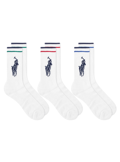 Nogavice Polo by Ralph Lauren Pony Player Cotton Crew Sock - 3 Pack Bela | 449723748001