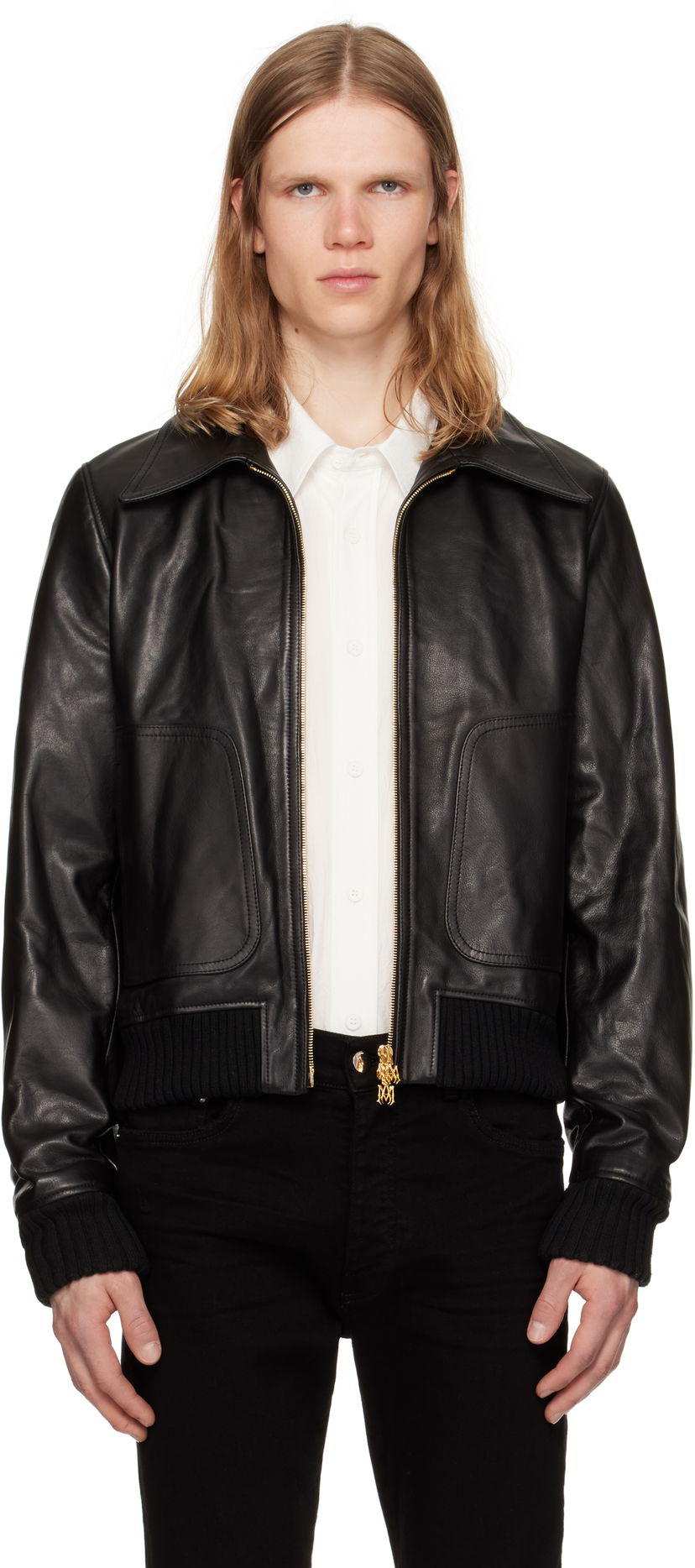 Bomber jakna AMIRI AMIRI Zip Leather Jacket Črna | AMLTJT1028