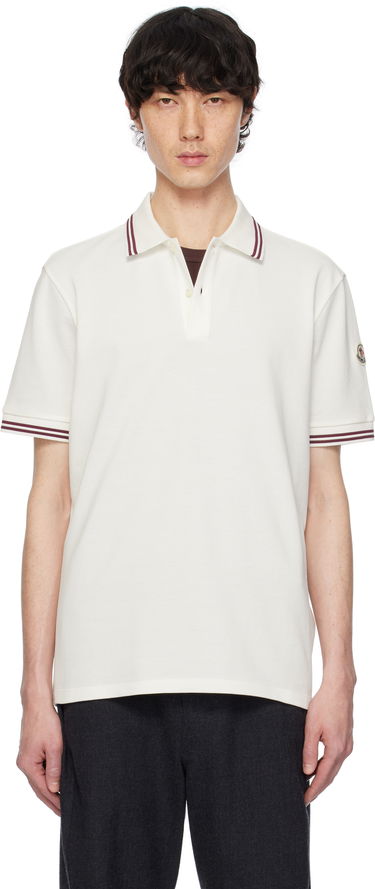 Polo majica Moncler Moncler Cotton Piquet Polo with Striped Trim Bela | K10918A0000789A16, 0