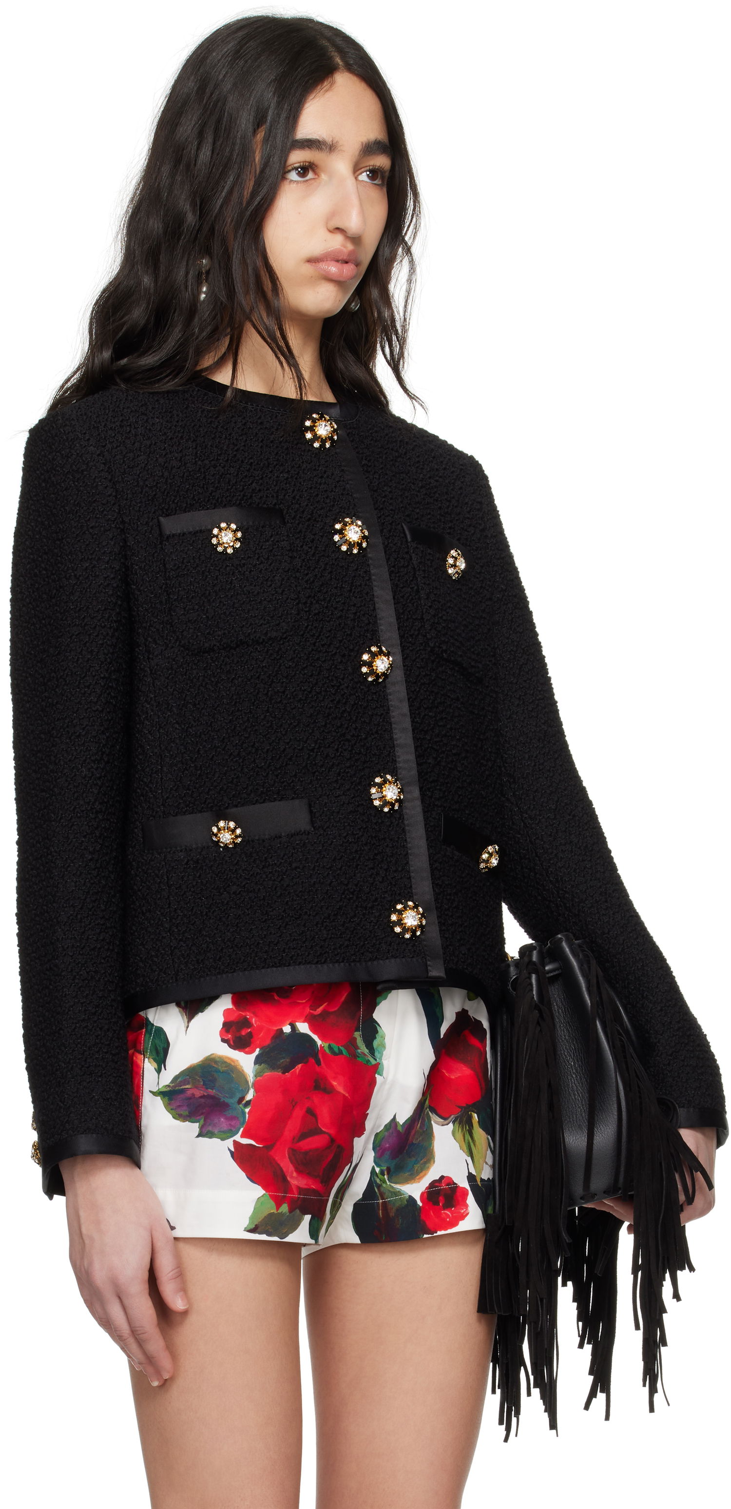 Jakna Dolce & Gabbana Dolce&Gabbana Cropped Single-Breasted Jacket Črna | F27DAZ FU3JL, 1