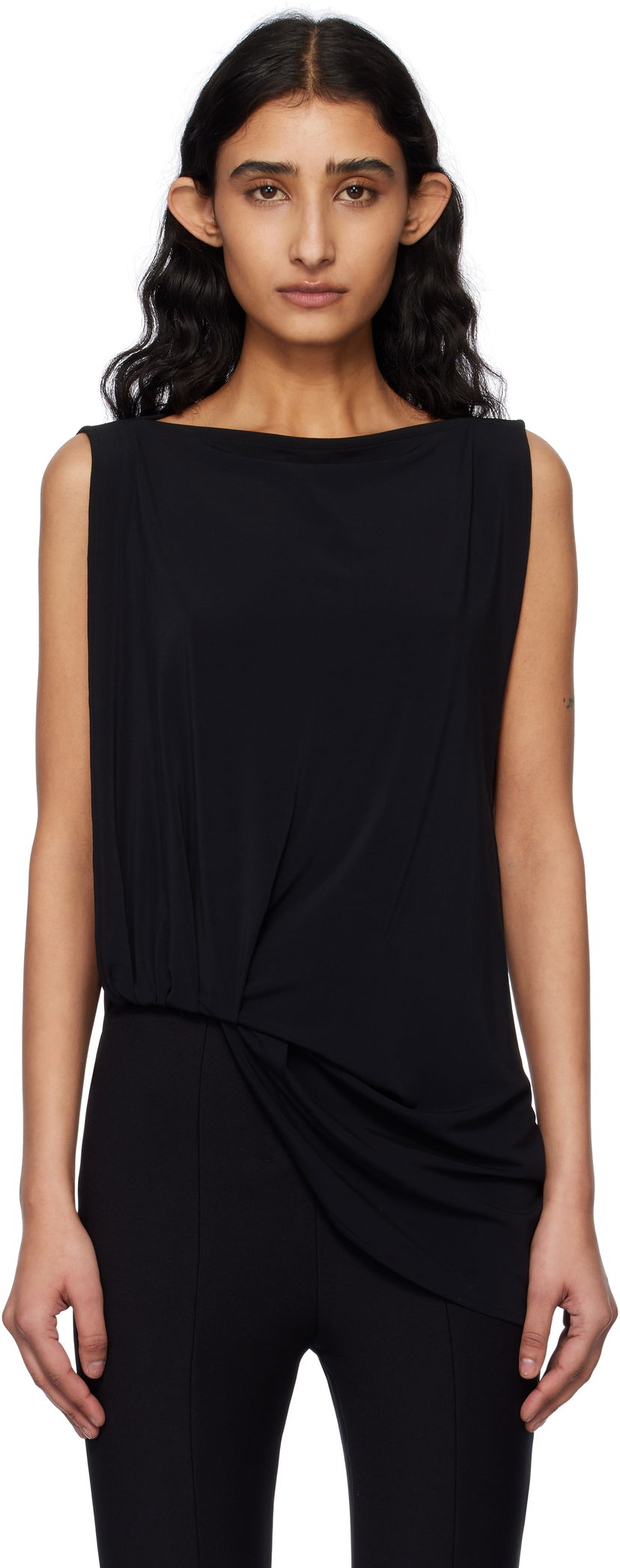 Majica brez rokavov Jacquemus Jacquemus La Croisière 'The Peplo' Draped Top Črna | 25E251TO122-2381